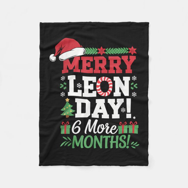Merry Leon Day Noel Backwards Den fina julklunen Fleecefilt (Framsidan)