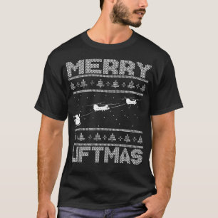 Merry Liftmas Chinook Helicopter Ugly God jul T Shirt