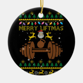 Merry Liftmas Fitness Weightlift BodyBuilder Julgransprydnad Keramik