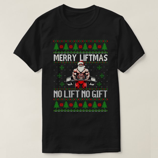 Merry Liftmas från North Swole Muscle Santa Weight T Shirt (Design framsida)
