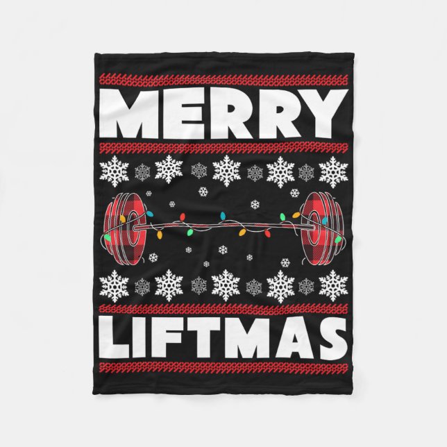 Merry Liftmas Fun Christmas Gym Workout Fitness Gi Fleecefilt (Framsidan)