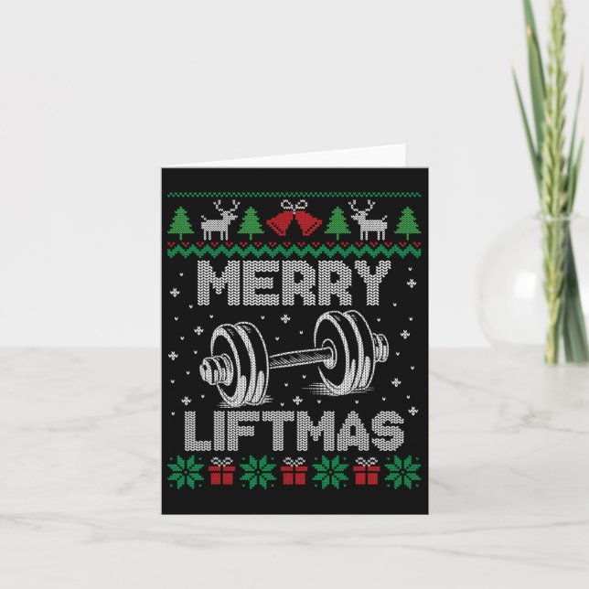Merry Liftmas Funny jul Gym Workout Fitness Kort (Framsida)