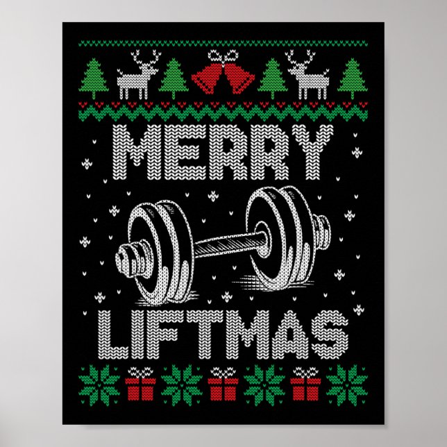 Merry Liftmas Funny jul Gym Workout Fitness Poster (Framsidan)