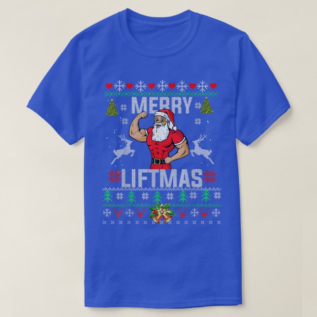 Merry Liftmas Funny julgyyyyyyyyyyyyyg T Shirt (Design framsida)