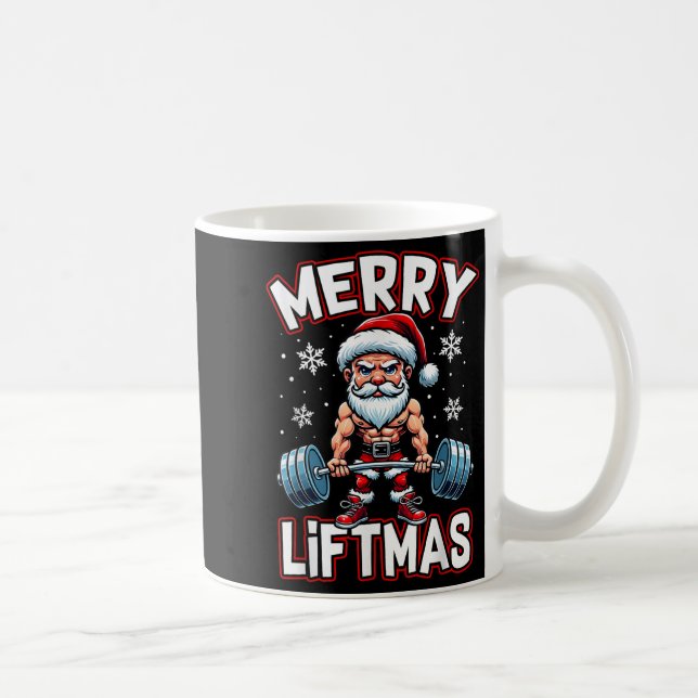 Merry Liftmas Funny Santa Claus Workout Gym Fitnes Kaffemugg (Höger)