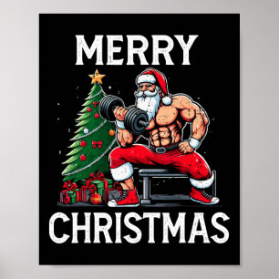 Merry Liftmas Funny Santa Julafton Gym Bodybuildin Poster