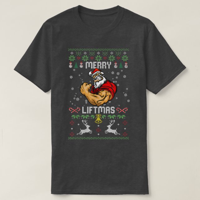 Merry Liftmas God jul Santa Ugly Advanced T Shirt (Design framsida)