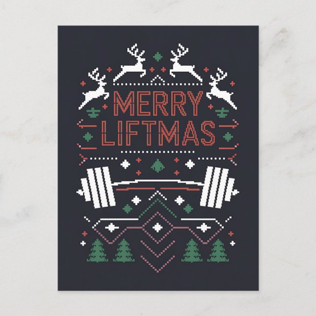 Merry Liftmas jul Gym Santa Ugly Julafton Vykort (Framsida)