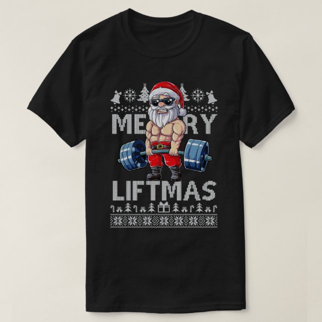 Merry Liftmas jul Julafton Fitmas Fitness Santa T Shirt (Design framsida)