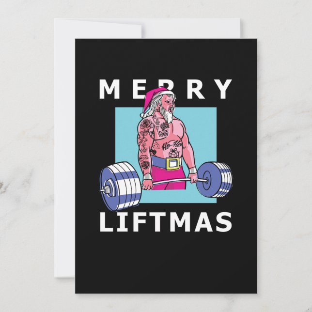 Merry Liftmas julviktning Bodybuilding Inbjudningar (Framsida)