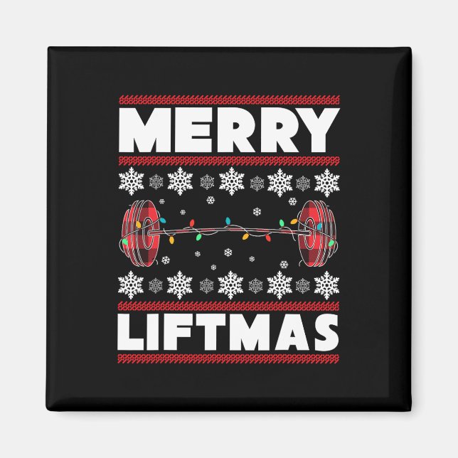 Merry Liftmas Roligt jul Gym Workout Fitness Gi Magnet (Framsidan)