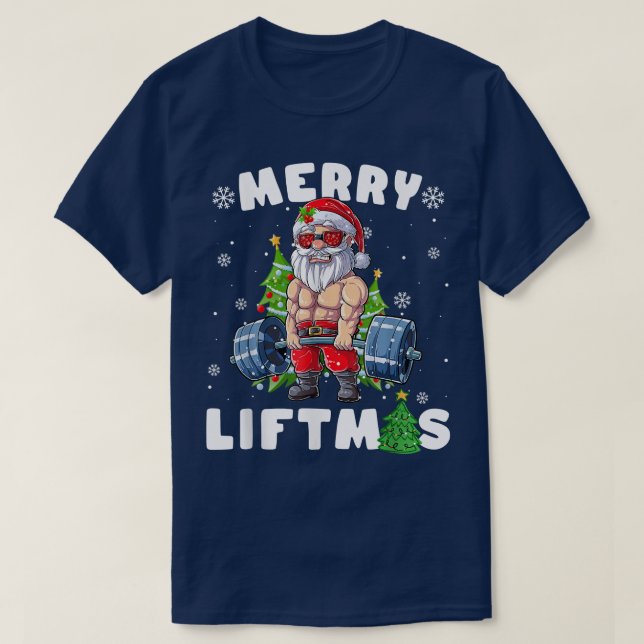 Merry Liftmas Santa Weightlift Fitness Gym Chri T Shirt (Design framsida)
