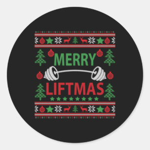 Merry Liftmas Ugly Gym Workout Runt Klistermärke