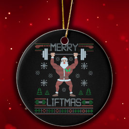 Merry Liftmas Ugly jul Gym Workout Julgransprydnad Keramik