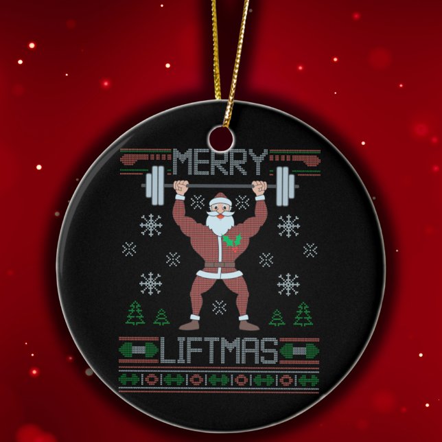 Merry Liftmas Ugly jul Gym Workout Julgransprydnad Keramik (Skapare uppladdad)