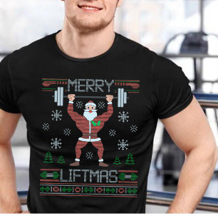 Merry Liftmas Ugly jul Gym Workout T Shirt