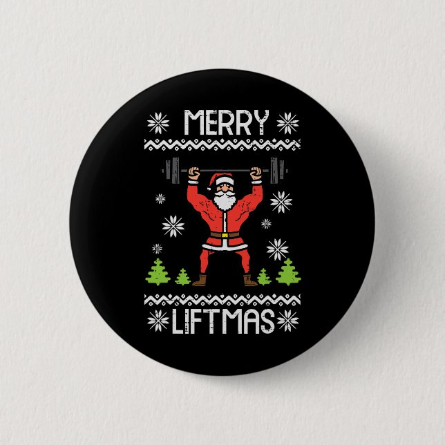 Merry Liftmas Ugly jul Julafton Workout Gym Body Knapp (Framsida)