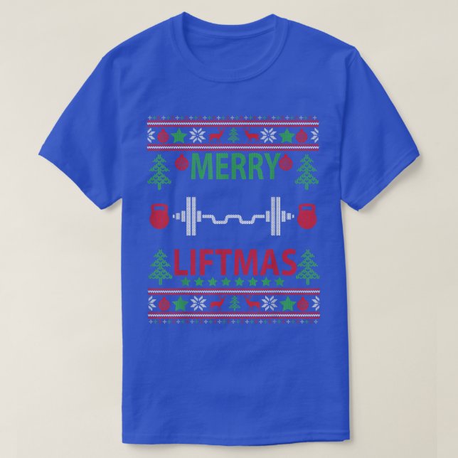Merry Liftmas Ugly jul Sweater Gym Workout 2 T Shirt (Design framsida)