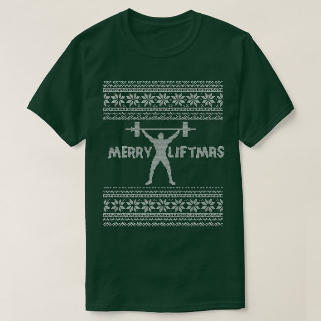 Merry Liftmas Ugly jul Sweater Gym Workout P T Shirt (Design framsida)