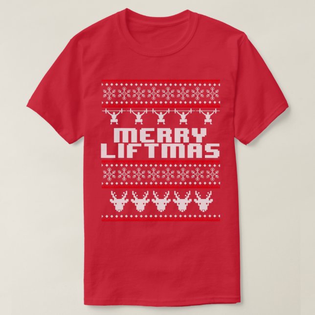 Merry Liftmas Ugly jul Sweater Gym Workout T Shirt (Design framsida)
