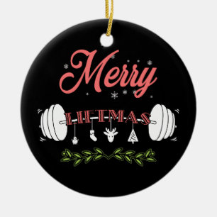 Merry Liftmas Ugly jul Sweater Jultomten Julgransprydnad Keramik