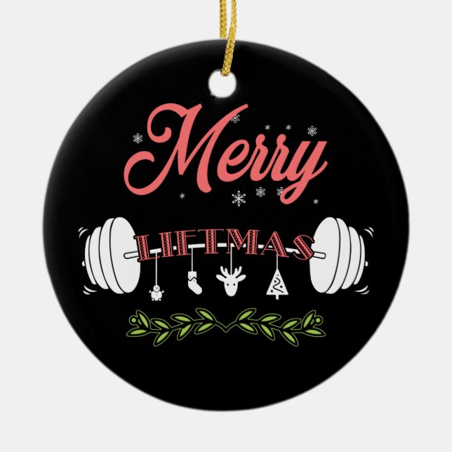 Merry Liftmas Ugly jul Sweater Jultomten Julgransprydnad Keramik (Framsidan)