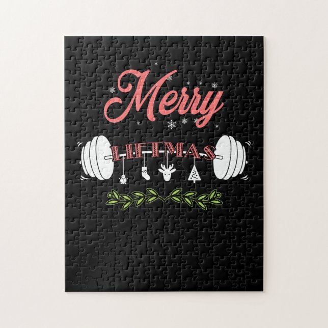 Merry Liftmas Ugly jul Sweater Jultomten Pussel (Vertikal)