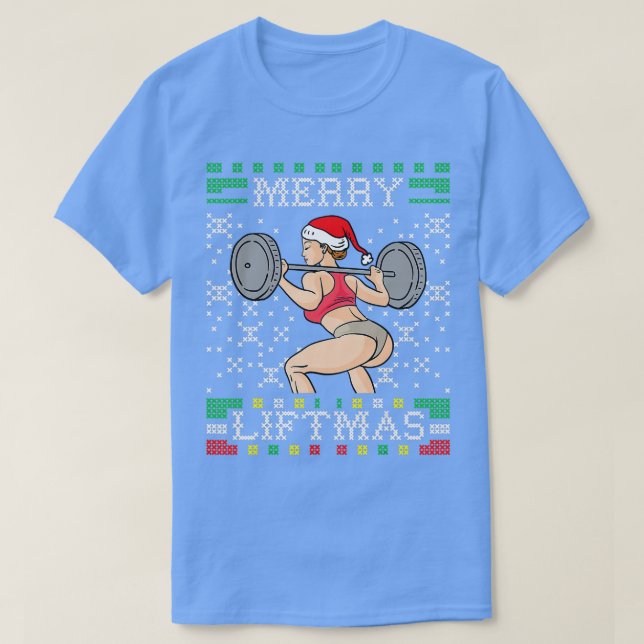 Merry Liftmas Ugly jul Sweater Miss Santa Gy T Shirt (Design framsida)