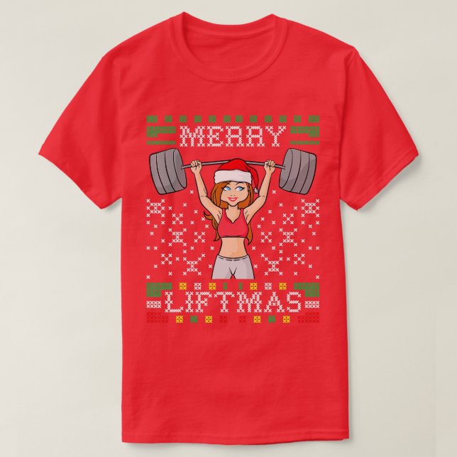 Merry Liftmas Ugly jul Sweater Miss Santa Gy T Shirt (Design framsida)