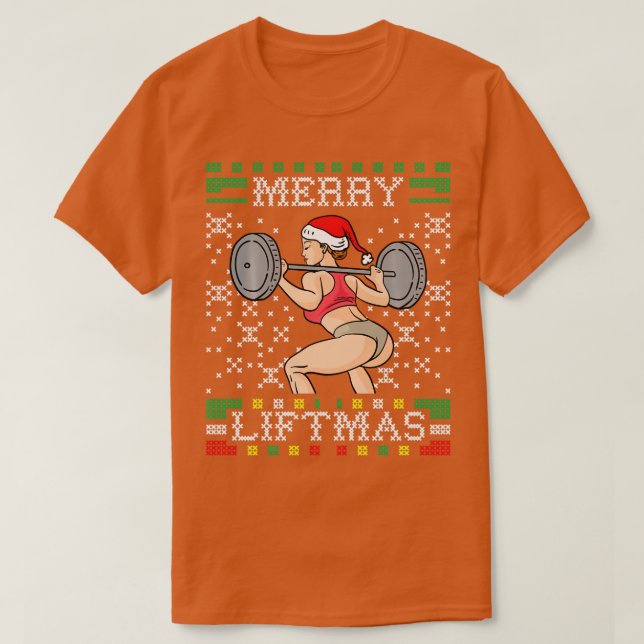 Merry Liftmas Ugly jul Sweater Miss Santa Gy T Shirt (Design framsida)