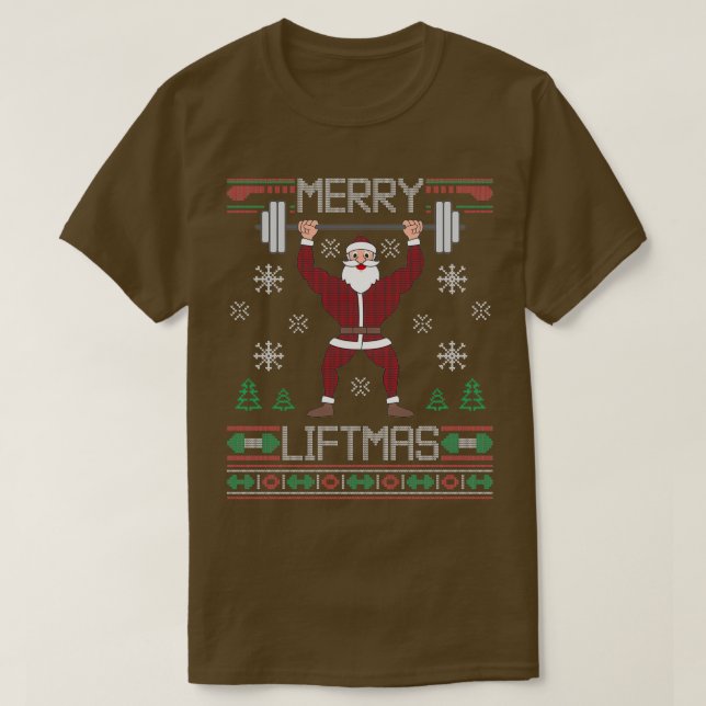 Merry Liftmas Ugly jul Sweater Workout T Shirt (Design framsida)