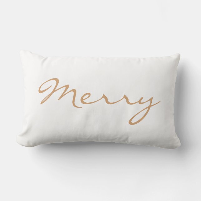 Merry Light Brown Taupe Minimal Helgdag Typography Lumbarkudde (Framsida)