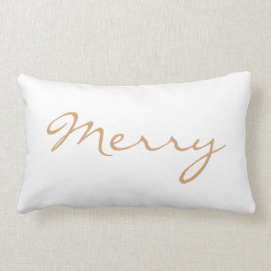Merry Light Brown Taupe Minimal Helgdag Typography Lumbarkudde