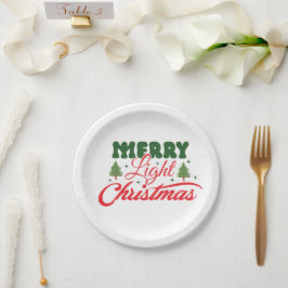 Merry Light Christmas Paper Plate