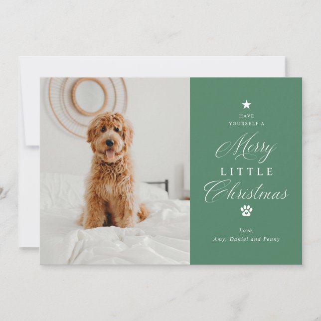 Merry Litte jul Pet Photo Flat Helgdag Card Julkort (Framsida)