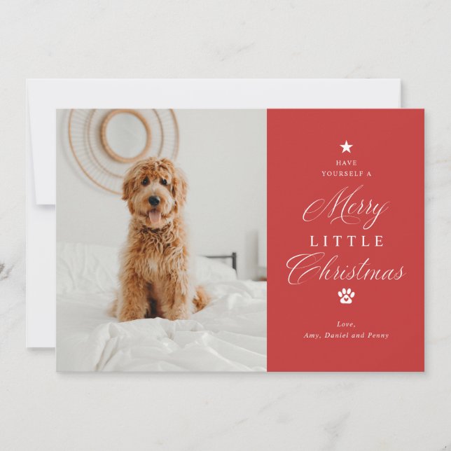 Merry Litte jul Pet Photo Flat Helgdag Card Julkort (Framsida)