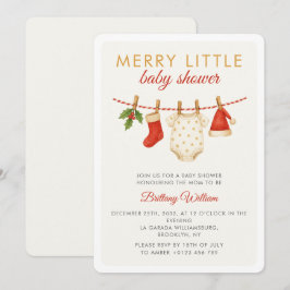 Merry Little Baby Clothesline Baby Shower Inbjudningar