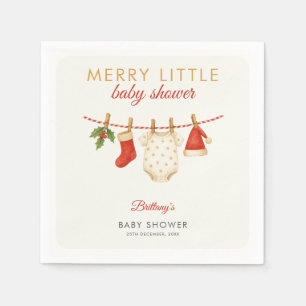 Merry Little Baby Clothesline Baby Shower Pappersservett