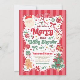 Merry Little Baby Shower Christmas Coquette Bow  Inbjudningar