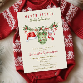 Merry little baby shower cute baby shower clothes inbjudningar
