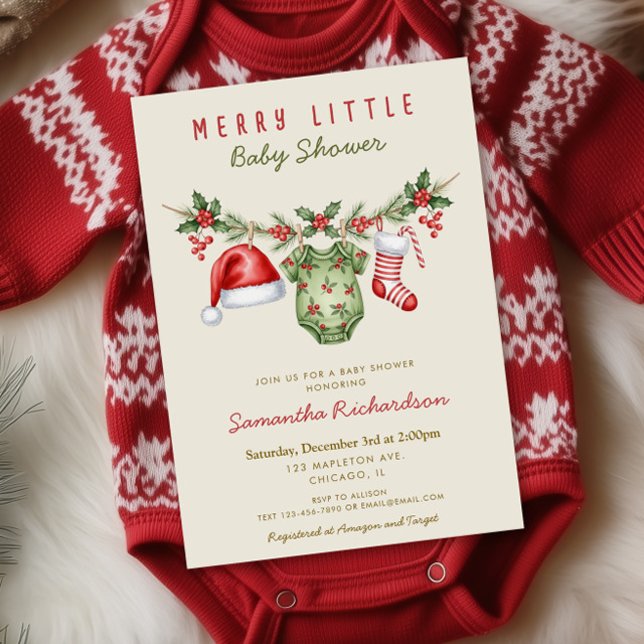 Merry little baby shower cute baby shower clothes inbjudningar (Skapare uppladdad)