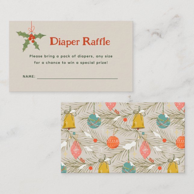 Merry Little Baby Shower Diaper Raffle Cards Tilläggskort (Fram/baksida)
