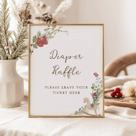 Merry Little Baby Shower Diaper Raffle Poster