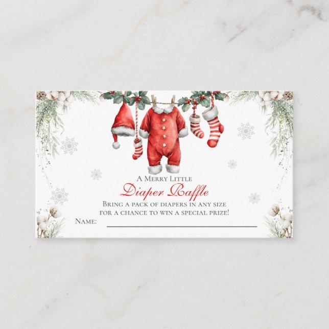 Merry Little Baby Shower Diaper Raffle Tilläggskort (Framsida)