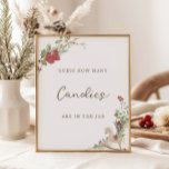 Merry Little Baby Shower gissar hur många Poster<br><div class="desc">Vi presenterar vår "Merry Little Shower", gissa hur många skyltar, hur perfekt vi ska fira att ditt lilla paket av glädje anländer. Det här tecknet är ett tecken på könsmognad vattenfärg som illustrerar den ömtåliga julgrädden, som är försedd med söta röda baby-skor och en trärockande häst leksak. Temat passar perfekt...</div>