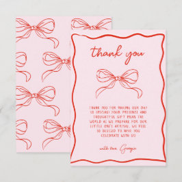 Merry Little Baby Shower Hand Drawn Bow Thank You Tack Kort