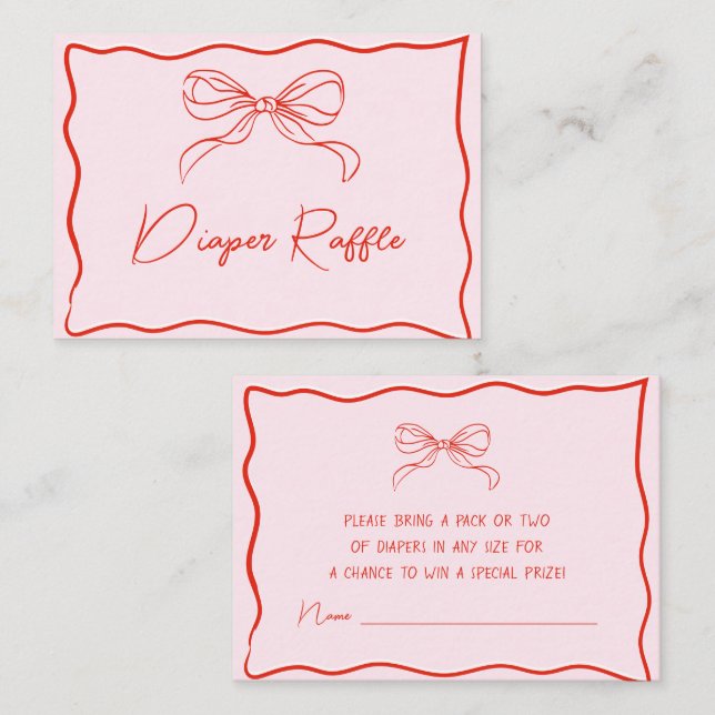Merry Little Baby Shower Hand Drawn Diaper Raffle Tilläggskort (Fram/baksida)
