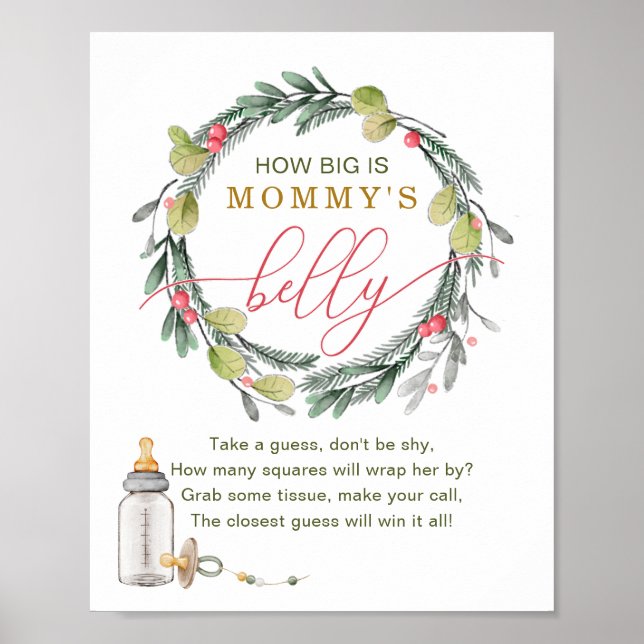Merry Little Baby Shower Hur stor är Mammans belly Poster (Framsidan)
