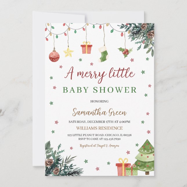 Merry Little Baby Shower Inbjudningar (Framsida)