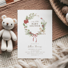Merry Little Baby Shower Red Bow Wand Inbjudningar